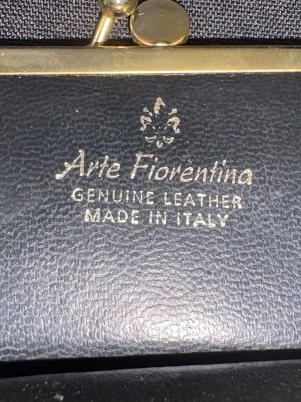 Vintage Arte Fiorentina Coin Purse Brown Gold Fleur-de-Lis Kiss Lock Small EUC